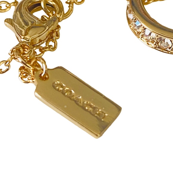 NEW Coach Buttercup Goldtone Enamel and Crystal Pendant on Card w/Dust Bag $168 - Picture 6 of 9